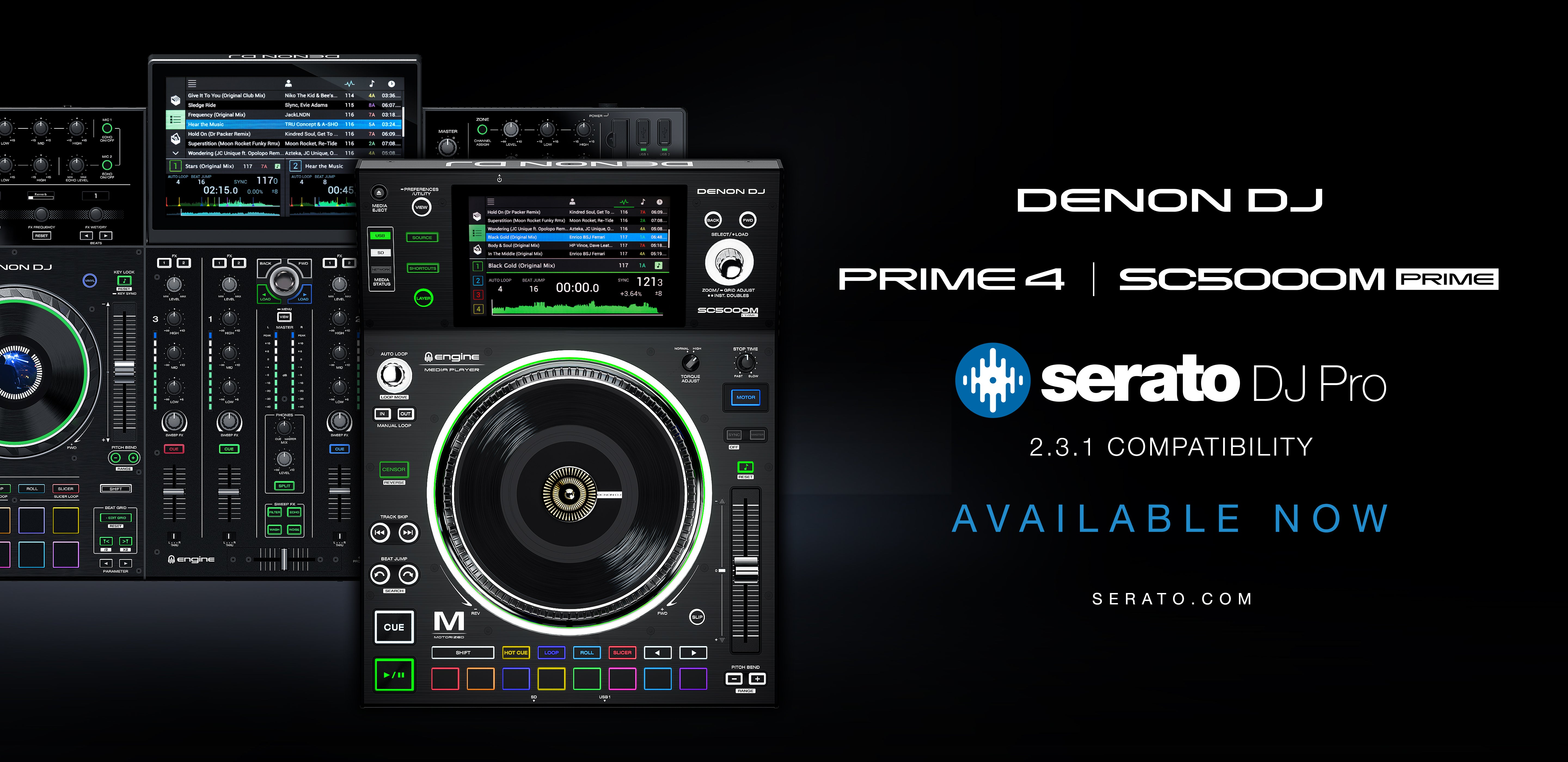 Denon DJ SC5000M en Prime 4 werken nu ook met Serato! Denon DJ SC5000M and Prime 4 now feature Serato integration!